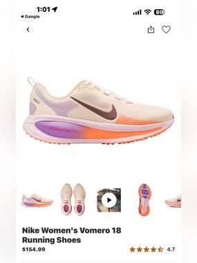 Nike Women's Vomero 18 Running Shoes sz 6.5 woman new in box !!